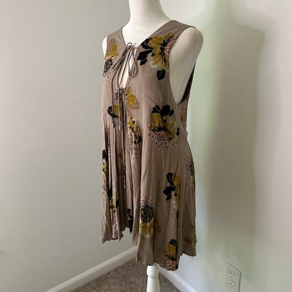 Free People light purple floral tie-front mini dress size S - Picture 4 of 13